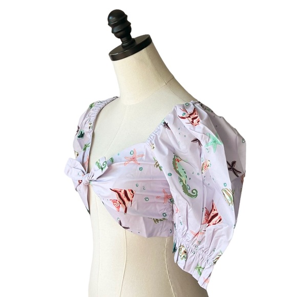 HILL HOUSE The Isabella Top in Lilac Sea Creatures | SMALL NWT - Picture 3 of 10